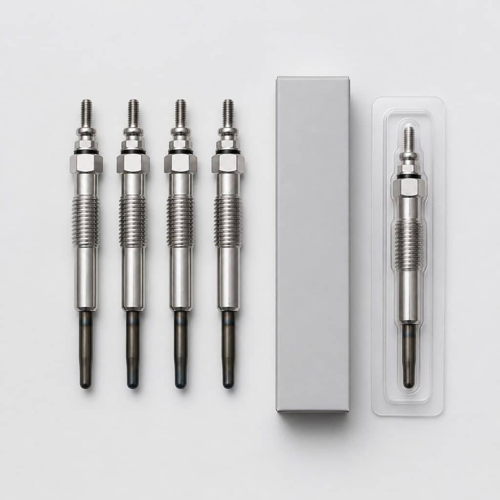 Kit de 4 bougies de préchauffage standard sur fond neutre