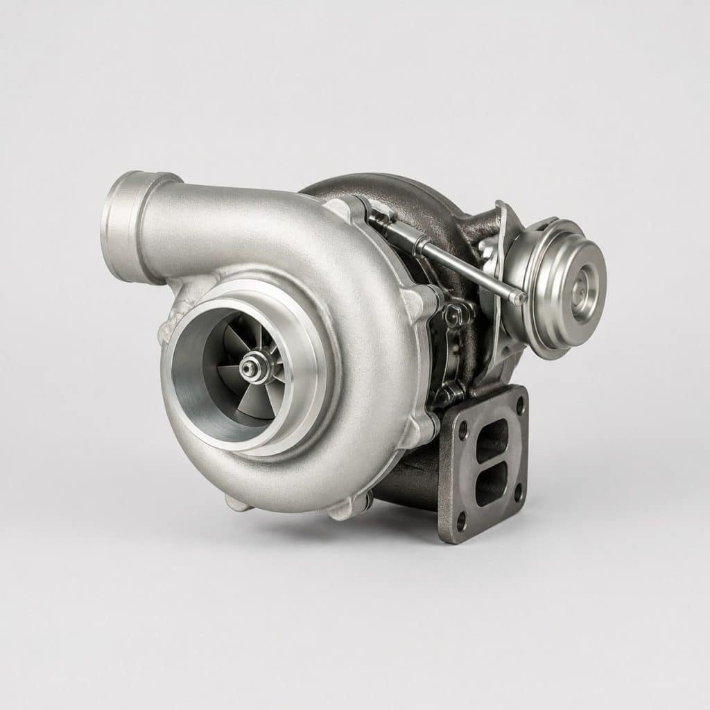 Turbocompresseur complet entrée de gamme présenté seul sur fond neutre